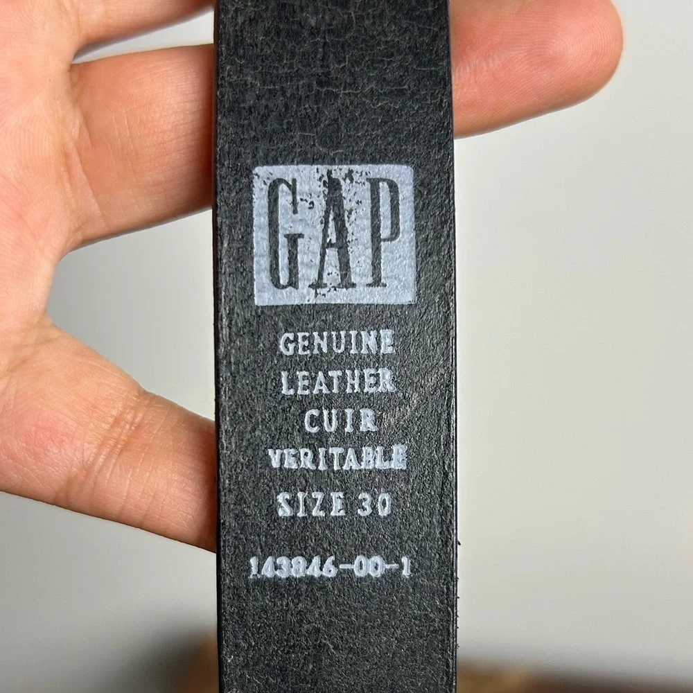 VTG Y2K GAP Belt‎ 30 (34.5”)Women Black Genuine Leather Tooled Buckle Cowgirl